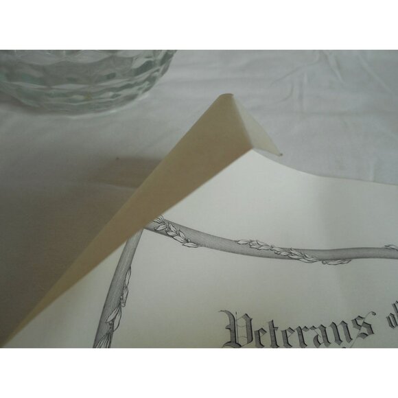 Vintage 1951 Veterans of Foreign Wars Life Membership Certificate 9.5 x 12" - Picture 4 of 5